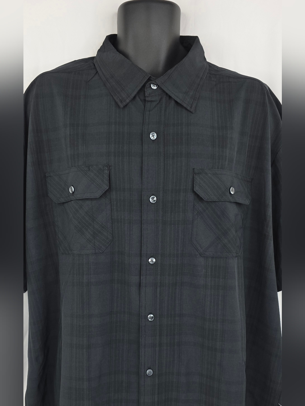 Kenneth Cole NY Men's Black Plaid Short Sleeve Shirt Slim Fit Size 3X AA-1983